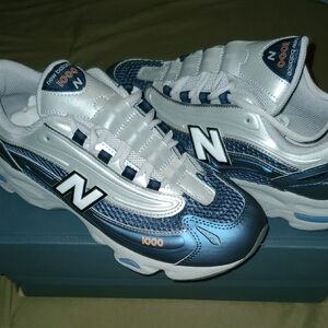 New Balance 1000 Metallic Silver and Navy Sneakers